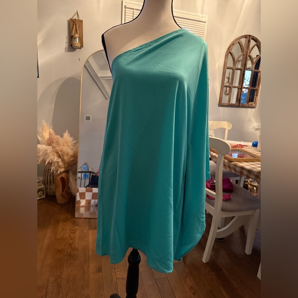 BNWT Jardin Elegant Teal One-Shoulder Tunic Size Large BNWT - Picture 2 of 4